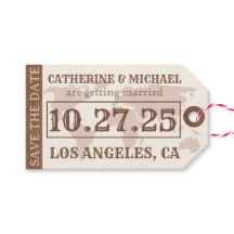 Carte Vintage En Cuir Brown Enregistrer La Date