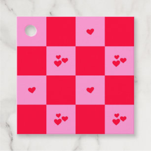 Étiquettes Cadeau Cartes Grille rose et rouge
