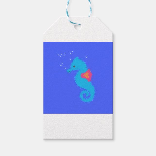 Étiquettes-cadeau Carton bleu Seahorse (Devant)