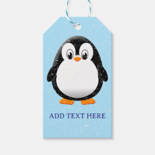 Étiquettes-cadeau Carton en pingouin mignon hiver personnalisé