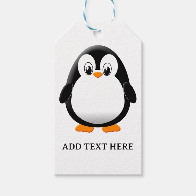 Étiquettes-cadeau Carton en pingouin mignon personnalisé (Devant)