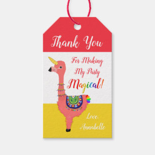 Étiquettes-cadeau Carton mignon Unicorn Flamant rose Llama fête d'an