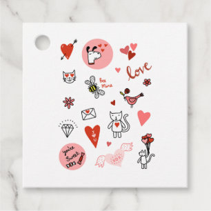 Étiquettes Cadeau Cartoon d'amour de la Saint Valentin