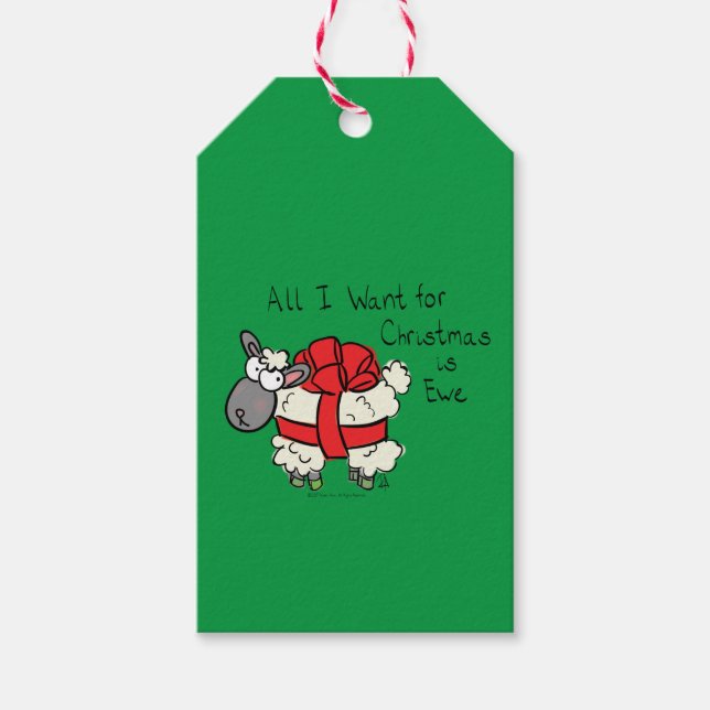 Étiquettes-cadeau Cartoon mignon mouton de Noël (Devant)