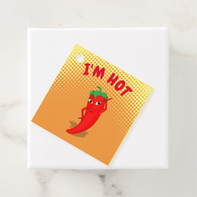 Étiquettes Cadeau Cartoon Rouge Hot Poivre Diva Gradient (En situation)