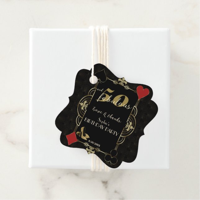 Étiquettes Cadeau Casino Vegas Poker 50 et fabuleux fête d'anniversa (En situation)