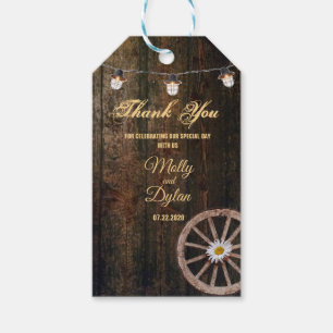 Étiquettes-cadeau Casquette Boots Country et Mariage Barnwood