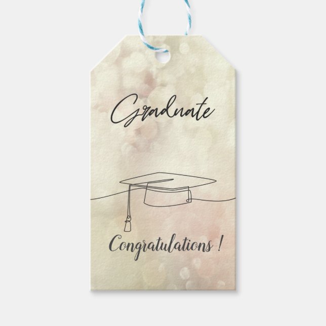 Étiquettes-cadeau Casquette de remise des diplômes, Bokeh, Diplômé (Devant)
