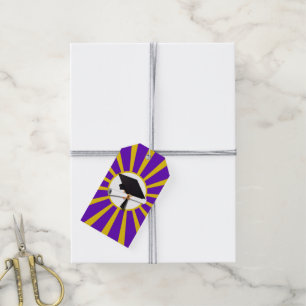 Étiquettes-cadeau Casquette et diplôme - Couleurs de l'école violet