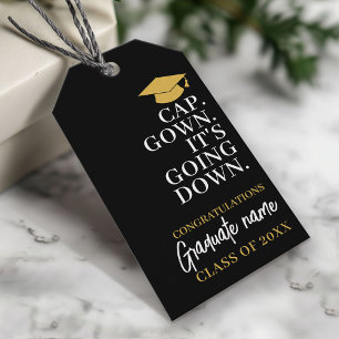 Étiquettes-cadeau Casquette Gown It's Going Down - Nom Graduation mo