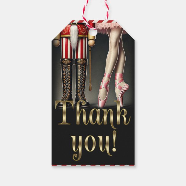 Étiquettes-cadeau Casse-noix & Ballerina Black Gold Merci (Devant)