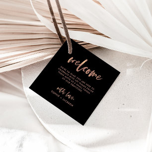 Étiquettes Cadeau Casual Script Sac cadeau de bienvenue Mariage ou