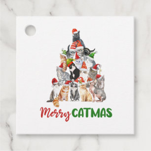 Étiquettes Cadeau Cat Christmas Tree Amoureux des chats Noël Fêtes d