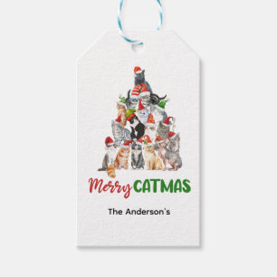 Étiquettes-cadeau Cat Christmas Tree Amoureux des chats Noël Fêtes d