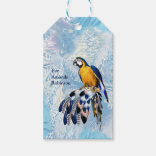Étiquettes-cadeau Catcher de rêve bleu exotique