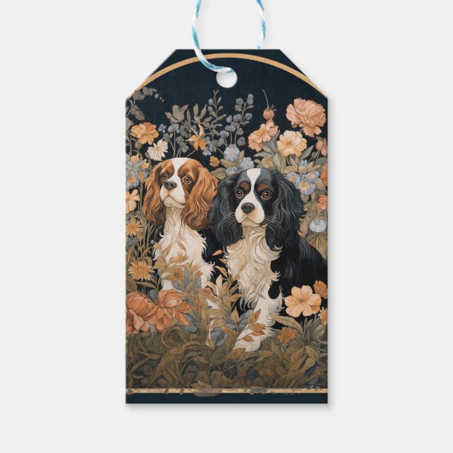 Étiquettes-cadeau Cavalier King Charles Spaniels Tapisserie Style (Devant)