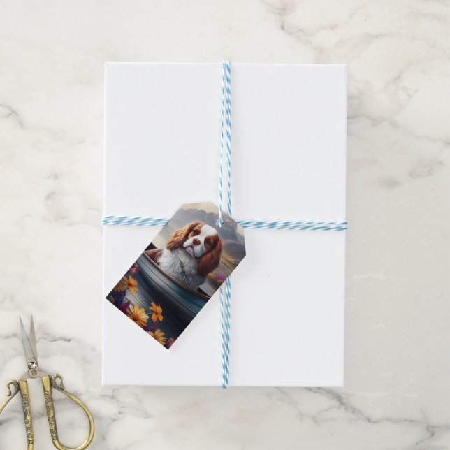 Étiquettes-cadeau Cavalier King sur une rame : une aventure Pittores (Avec de laficelle)