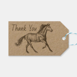 Étiquettes-cadeau Cavalier occidental Merci Cheval Équestre Cowgirl