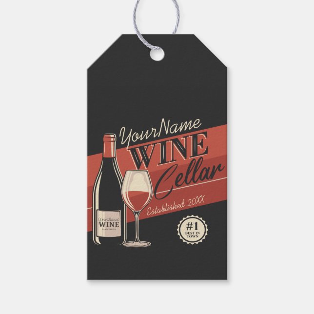 Étiquettes-cadeau Cave à vin personnalisée Bouteille Salle de dégust (Devant)