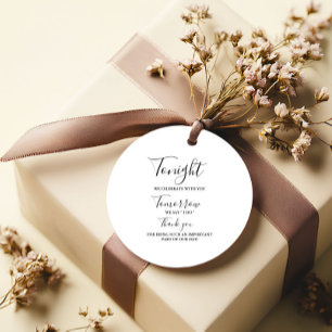 Étiquettes Cadeau Ce soir, nous célébrons la répétition mariage sign