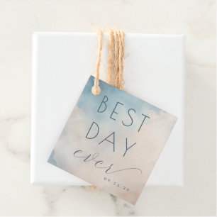 Étiquettes Cadeau Célébration Aquarelle Bleu Rêveur
