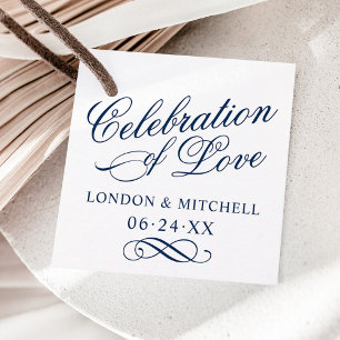 Étiquettes Cadeau Célébration de l'Amour Monogramme Calligraphie Nav