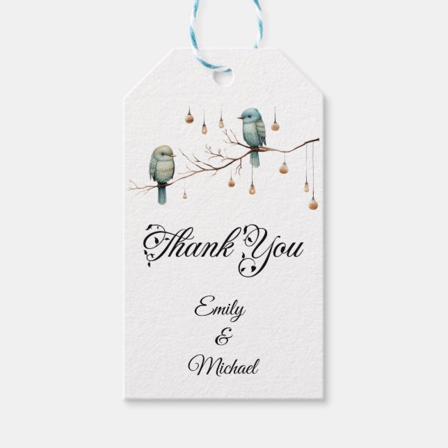 Étiquettes-cadeau Célébration des Inséparables rustiques du bois (Devant)