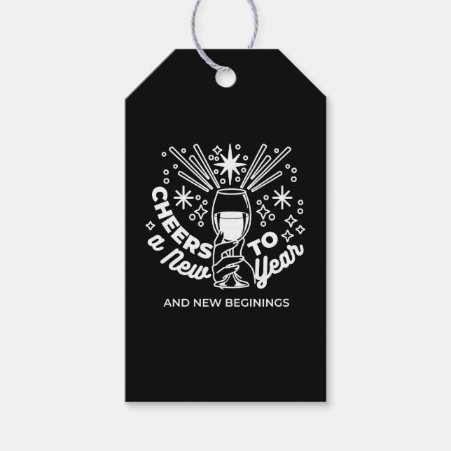 Étiquettes-cadeau Célébrer les nouveaux débuts Vin Verre Illustratio (Devant)