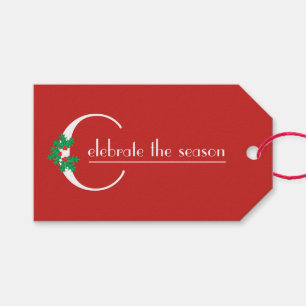 Étiquettes-cadeau Célébrez le tag cadeau de la saison blanc et rouge