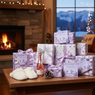 Étiquettes Cadeau Célibataire de montagne d'hiver personnalisé carré