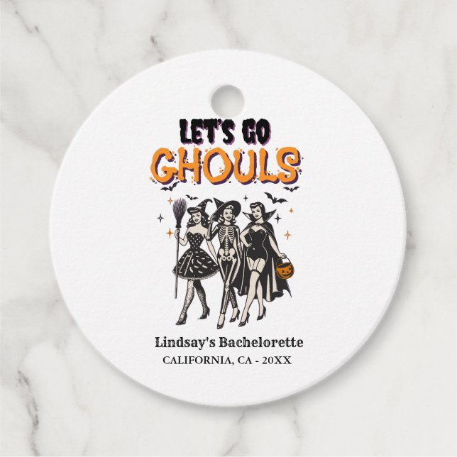 Étiquettes Cadeau Célibataire Halloween allons-y démon (Devant)