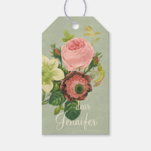 Étiquettes-cadeau Centifolia rose anemone clematis CC0108 Redouté