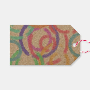 Étiquettes-cadeau Cercle aquarelle coloré simple fait main ajout
