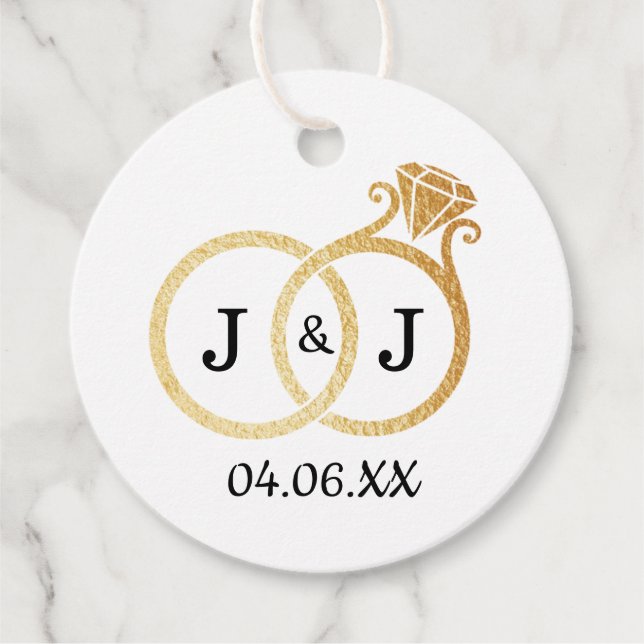 Étiquettes Cadeau Cercles Mariages Chic Faux Gold Foil (Devant)