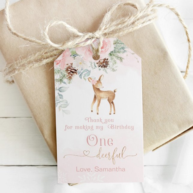 Étiquettes-cadeau Cerf d'hiver Un cerf d'anniversaire complet merci (Créateur téléchargé)