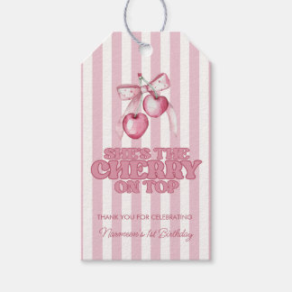 Étiquettes-cadeau Cerise First Coquette Faveur de 1er Anniversaire p