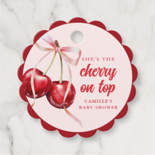 Étiquettes Cadeau Cerise sur le Baby shower féminin supérieur