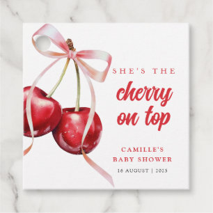 Étiquettes Cadeau Cerise sur le Baby shower féminin supérieur
