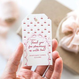 Étiquettes-cadeau Cerise sur le dessus Baby shower de la chèvre rose