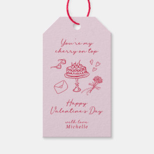 Étiquettes-cadeau Cerise sur le dessus Valentines Day Pink Bow