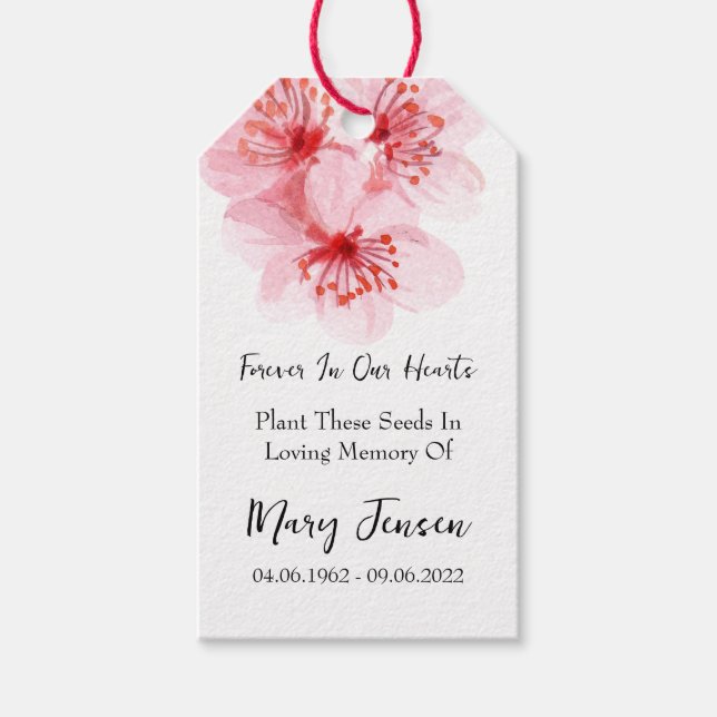 Étiquettes-cadeau Cerry Blossom Semence Packet Memorial Funeral (Devant)