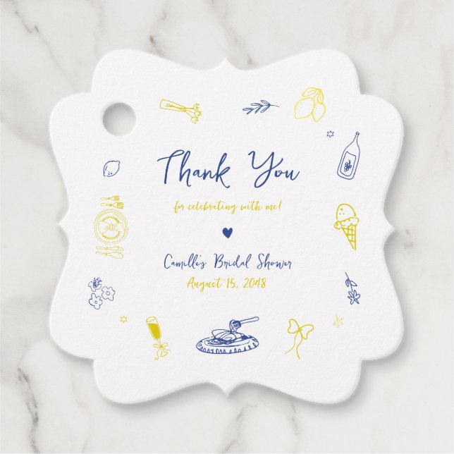 Étiquettes Cadeau C'est Amore Hand Drawn Fête des mariées italienne (Devant)