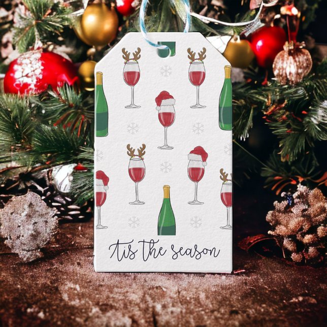 Étiquettes-cadeau C'est la saison Noël Père Noël Reindeer Vin neige (Créateur téléchargé)