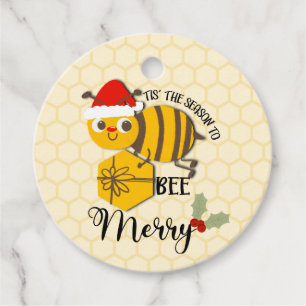 Étiquettes Cadeau C'est la saison pour être joyeux carte d'abeilles 