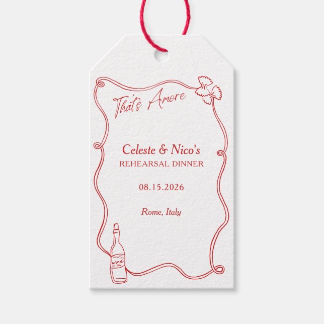 Étiquettes-cadeau C'est l'Amore Dîner de répétition Italien Whimsica (Devant)