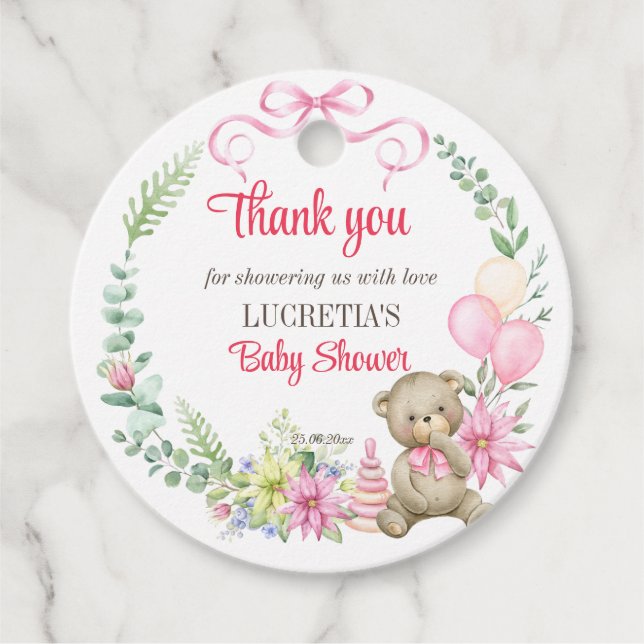 Étiquettes Cadeau C'est un baby shower de couronnes florales pour fi (Devant)