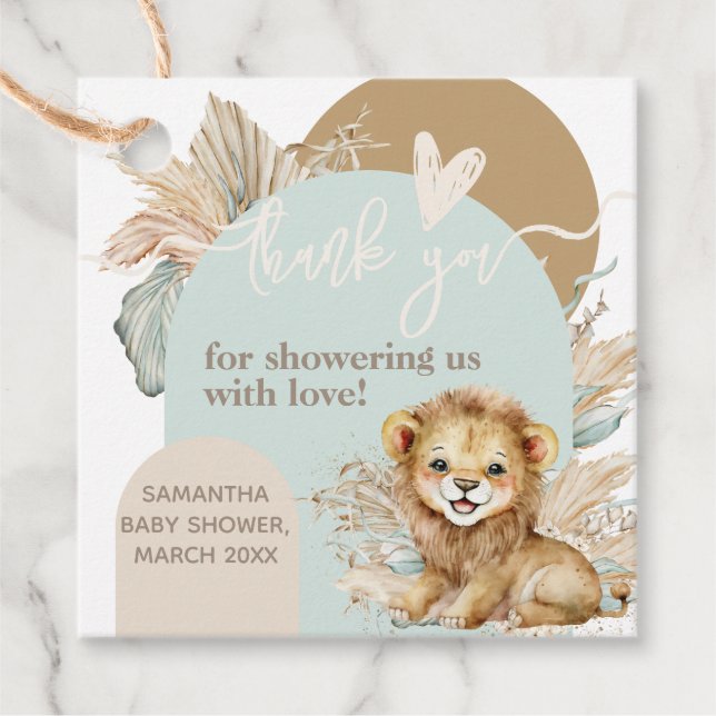 Étiquettes Cadeau C'est un garçon Safari Thème Lion Baby shower (Devant)