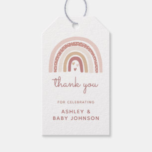 Étiquettes-cadeau C'est une fille Boho Rainbow Baby Shower Merci