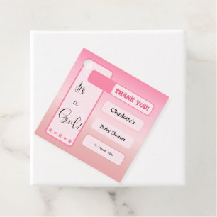 Étiquettes Cadeau C'est une fille ! Dégradé rose Fête de naissance d