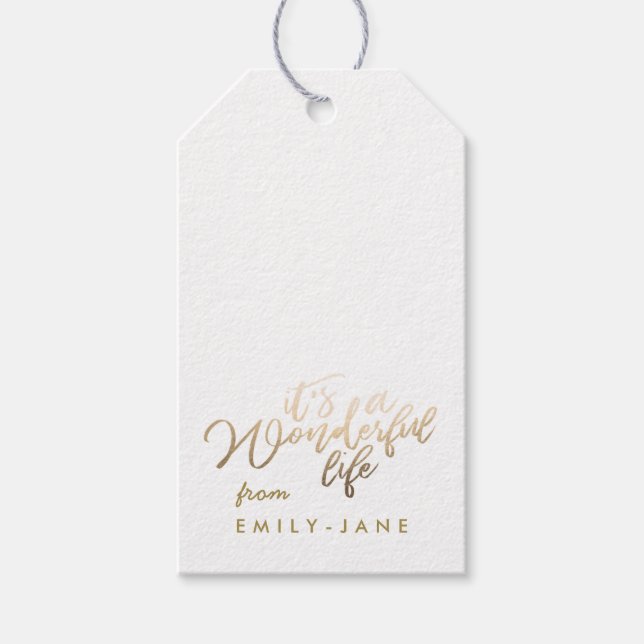 Étiquettes-cadeau C'est une vie merveilleuse Gold Foil Noël (Devant)